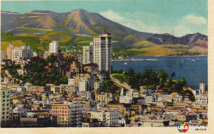 RUSSIAN HILL SKYLINE, MT. TAMALPAIS IN BACKGROUND