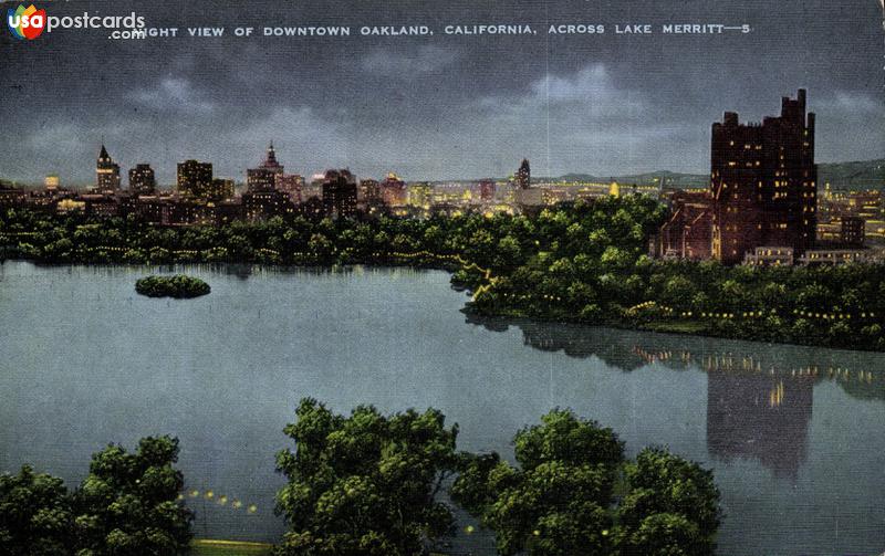 Night View of Downtown across Lake Merritt