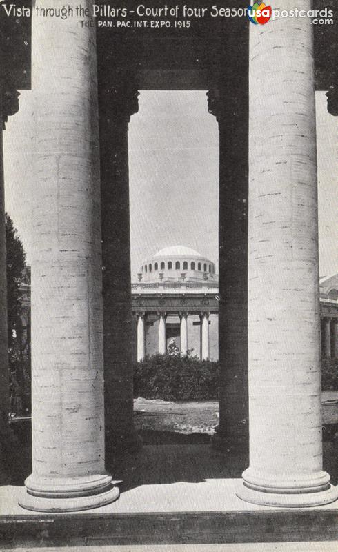 Vista through the Pillars - Court of four Seasons. Pan Pac Int. Expo