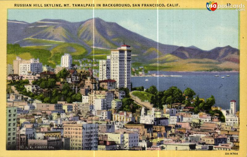 Russian Hill Skyline, Mt. Tamalpais in Background