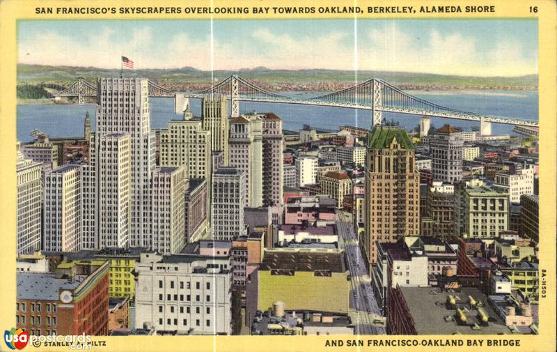 San Francisco´s Skyscrapers Overlooking Bay Towards Oakland, Berkeley, Alameda Shore