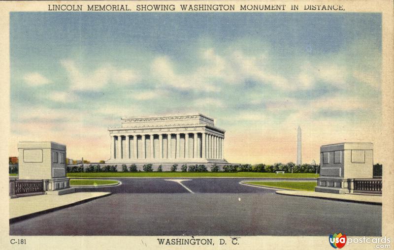 Lincoln Memorial showing Washington Monument in distance