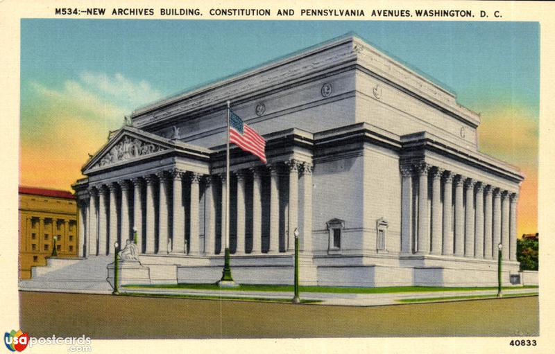 New Archives Building. Constitution and Pennsylvania Avenues