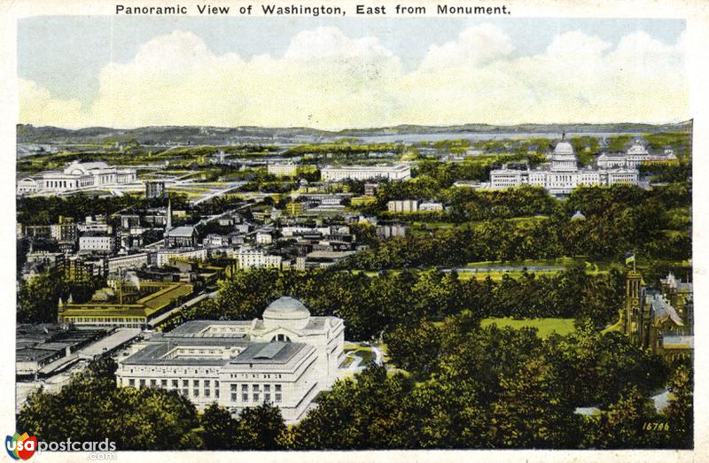 Panoramic View of Washington, East from Monument