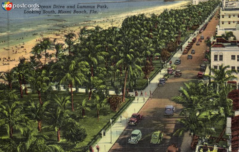 Ocean Drive and Lummus Park, looking South