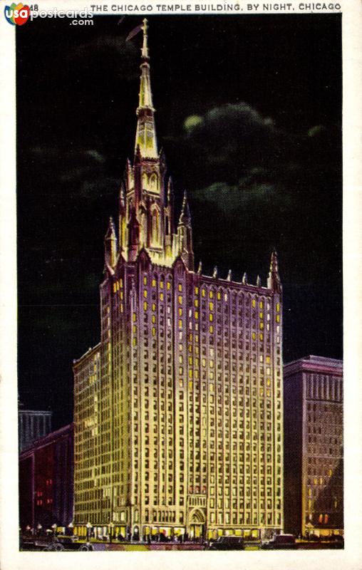 The Chicago Temple Building by Night