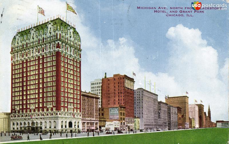 Michigan Ave. North from Blackstone Hotel and Grand Park