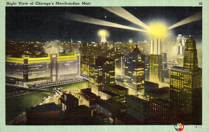 Night View of Chicago´s Merchandise Mart