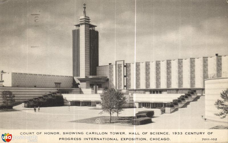 Court of Honor, Showing Carillon Tower, Hall of Science