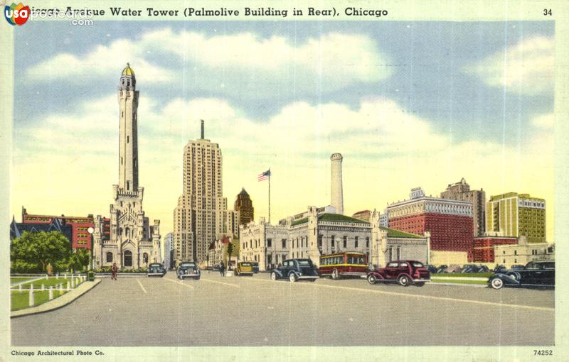 Chicago Avenue Water Tower (Palmolive Building in Rear)