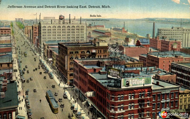 Jefferson Avenue and Detroit River looking East