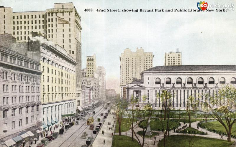 42nd. Street, showing Bryant Park and Public Library