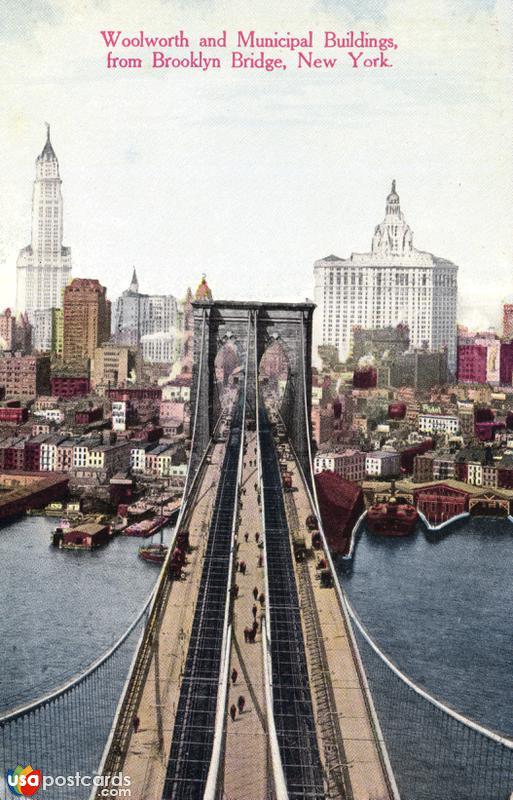 Woolworth and Municipal Building from Brooklyn Bridge