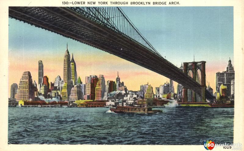 Lower New York Through Brooklyn Bridge