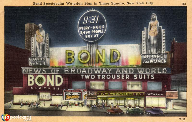 Bond Spectacular Waterfall Sign in Times Square