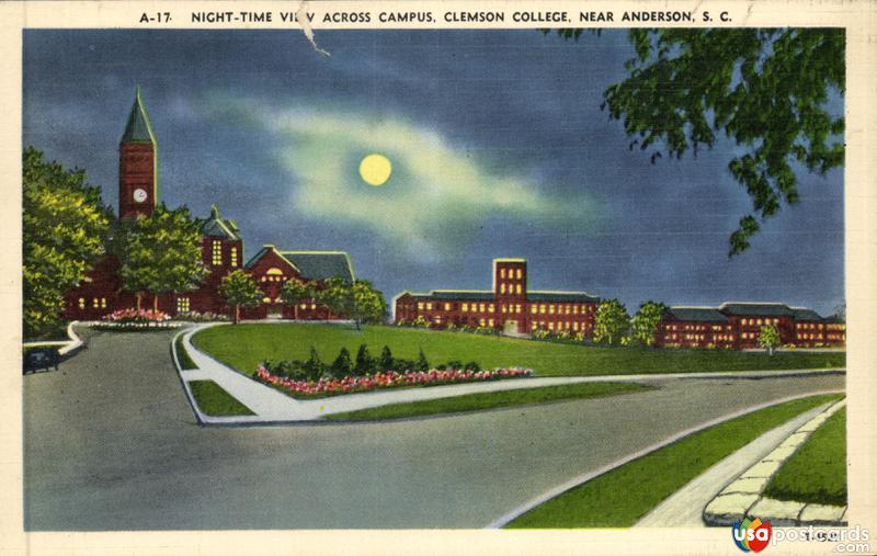 Night-Time View Across Campus, Clemson College