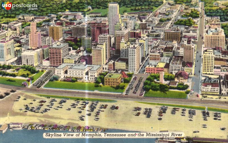 Skyline View of Memphis, Tennessee and the Mississippi River