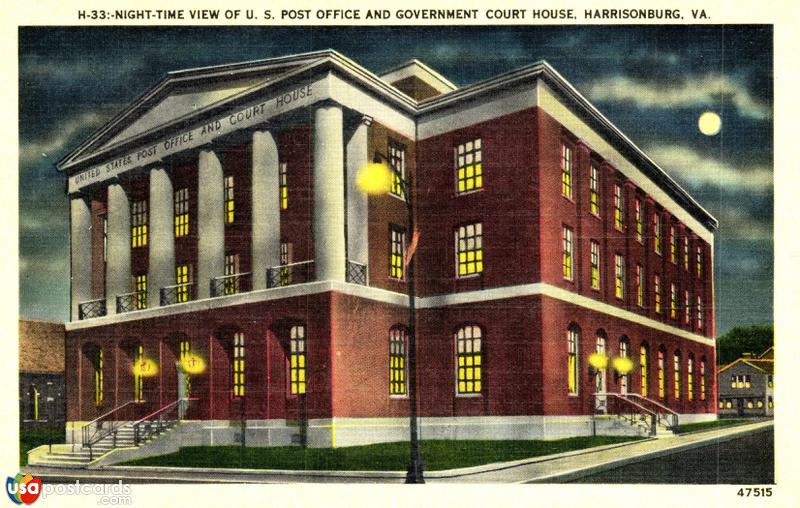 Night-Time View of U. S. Post Office and Government Court House