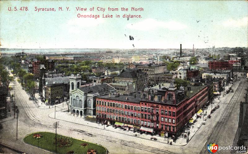 View of city from the North, Onondaga Lake in distance