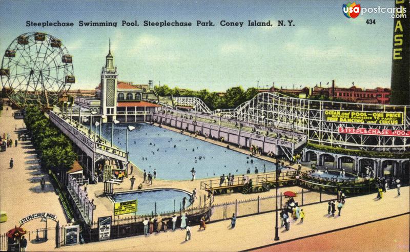Pictures of Coney Island, New York, United States: Steeplechase Simming Pool, Steeplechase Park