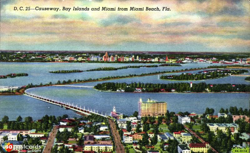 Causeway, Bay Island and Miami, from Miami Beach