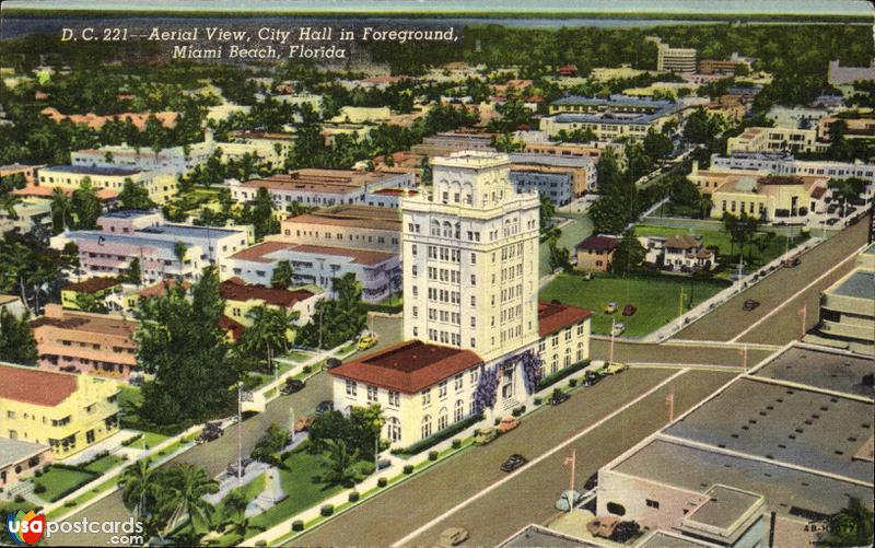 Aerial view, City Hall in foreground