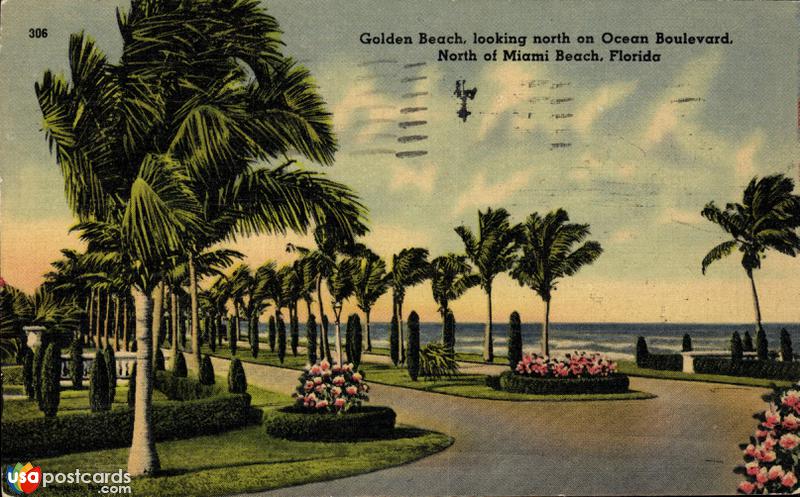 Golden Beach, looking North on Ocean Boulevard, North of Miami Beach