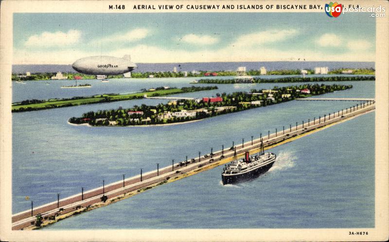 Aerial view of Causeway and Islands of Biscayne Bay