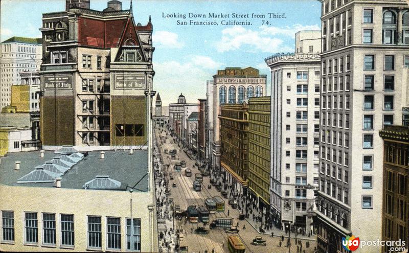 Looking down Market Street from Third