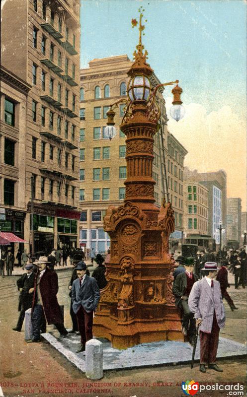 Lotta´s Fountain, junction of Kbarny, Geary and Market Streets