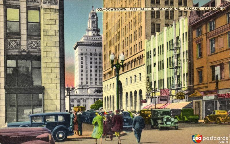 Downtown Oakland, City Hall in background