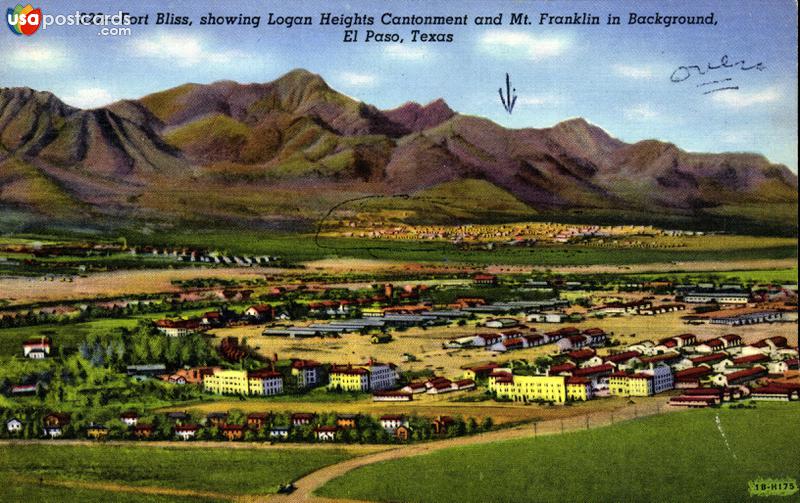 Fort Bliss, showing Logan Heights Cantonment and Mt. Franklin in background