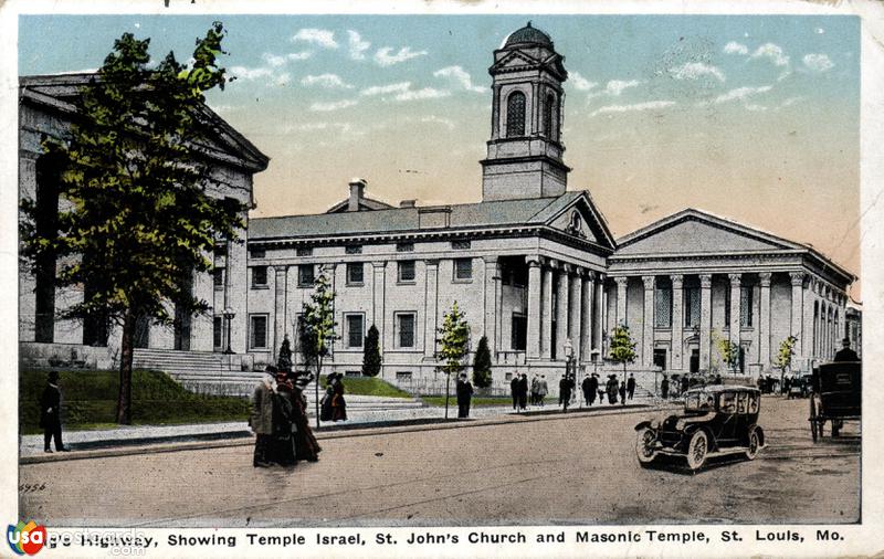 King´s Highway, showing Temple Israel, St. John´s Church and Masonic Temple