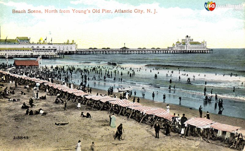 Beach scene, North from Young´s Old Pier