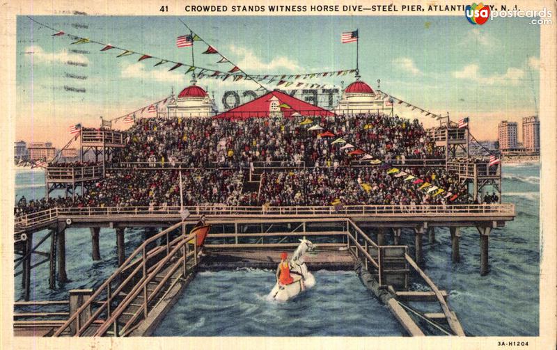 Pictures of Atlantic City, New Jersey, United States: Crowded Stands Witness Horse Dive