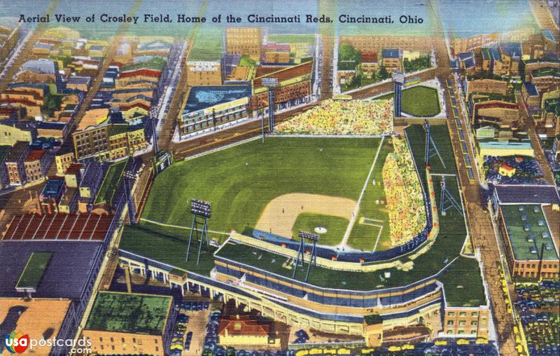 Aerial view of Crosley Field, home of the Cincinnati Reds