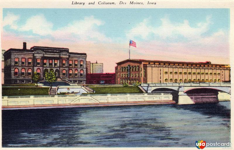 Pictures of Des Moines, Iowa, United States: Library and Coliseum