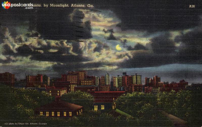 Pictures of Atlanta, Georgia: Skyline of Atlanta by Moonlight