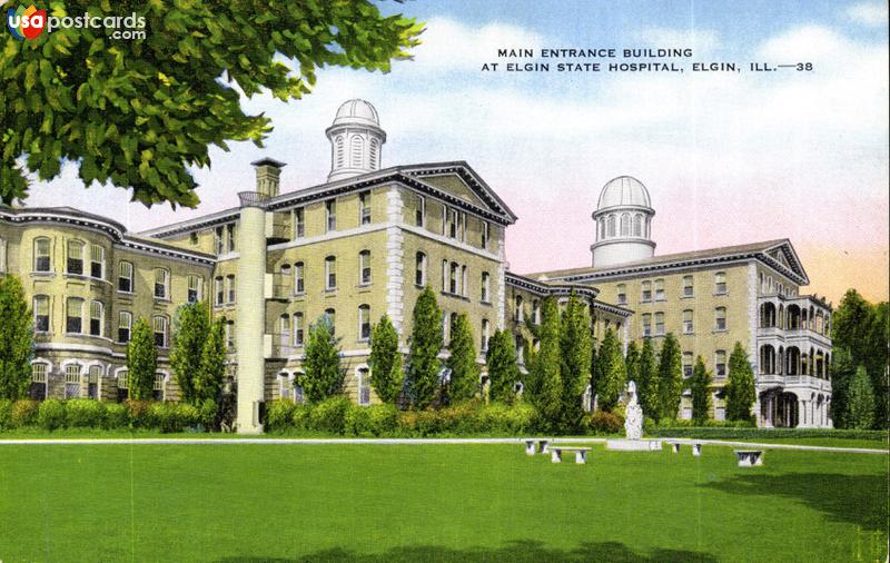 Pictures of Elgin, Illinois: Main Entrance Building at Elgin State Hospital