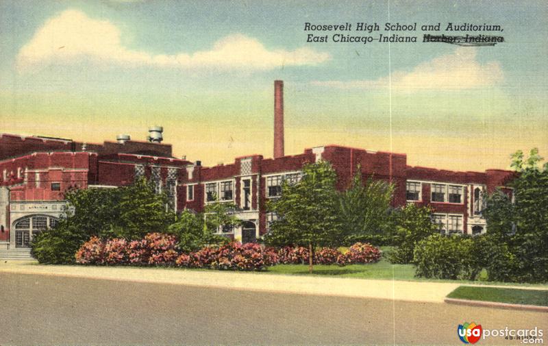 Pictures of East Chicago, Indiana: Roosevelt High School and Auditorium