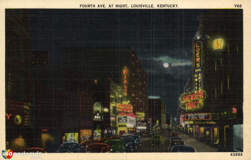 Pictures of Louisville, Kentucky: Fourth Ave. At Night