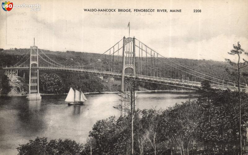 Pictures of Penobscot River, Maine: Waldo-Hancock Bridge, Penobscot River