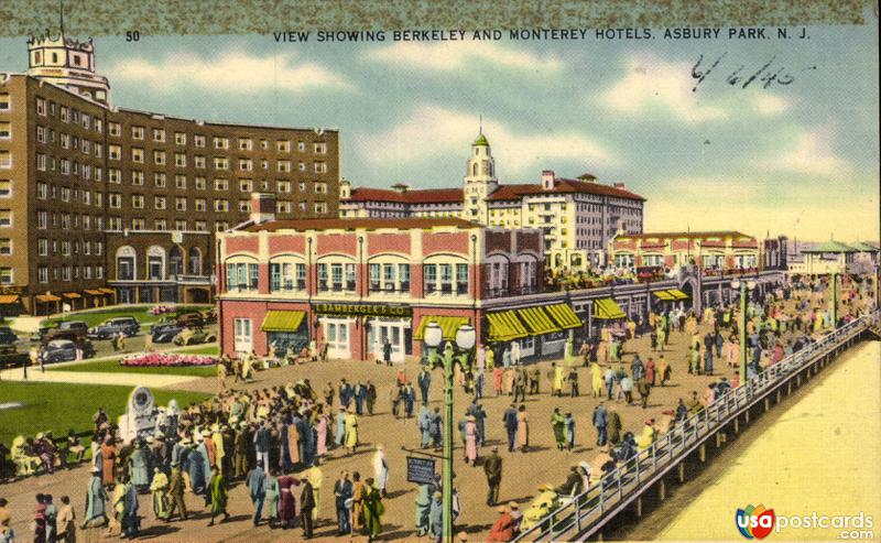 Pictures of Asbury Park, New Jersey: View Showing Berkeley and Monterey Hotels