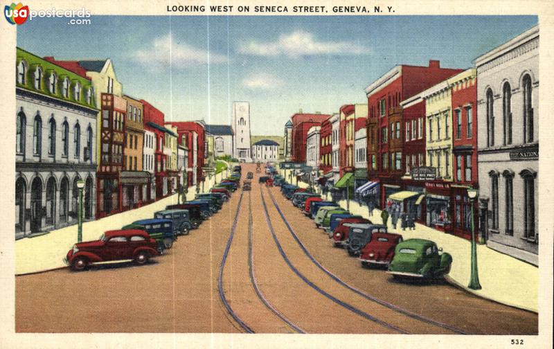 Pictures of Geneva, New York: Looking West on Seneca Street