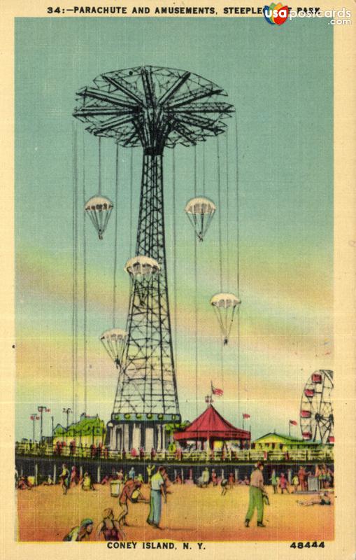 Pictures of Coney Island, New York: Parachute and Amusements