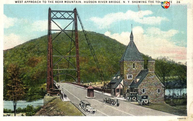 Pictures of Hudson River, New York: West Approach to The Bear Mountain, Hudson River Bridge