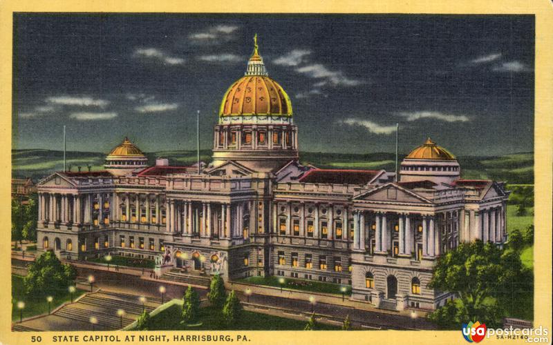 Pictures of Harrisburg, Pennsylvania: State Capitol at Night