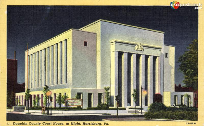 Pictures of Harrisburg, Pennsylvania: Dauphin Country Court House, at Night