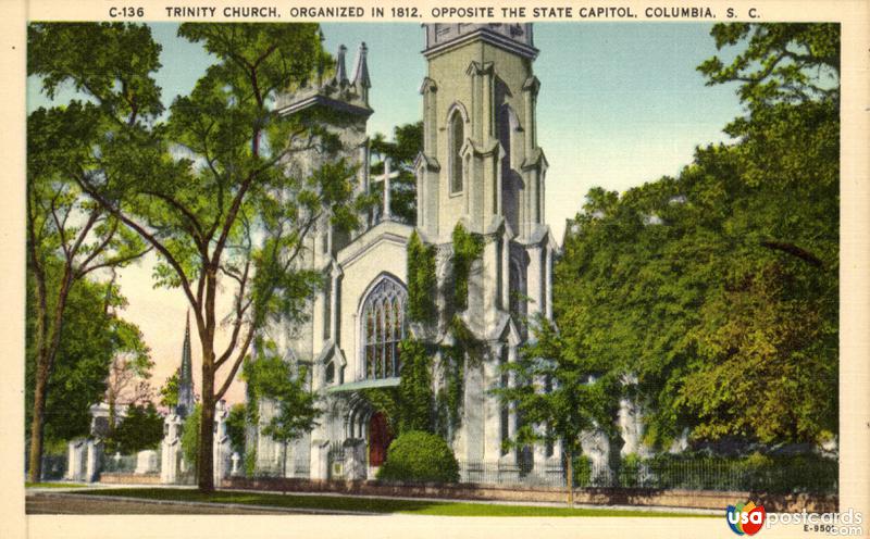 Pictures of Columbia, South Carolina: Trinity Church, organized in 1812. Opposite The State Capitol