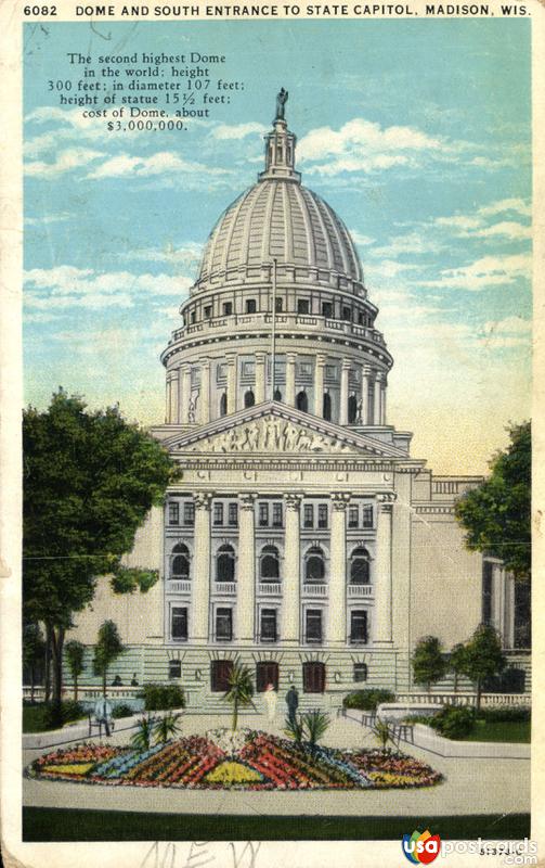 Pictures of Madison, Wisconsin: Dome and South Entrance to State Capitol